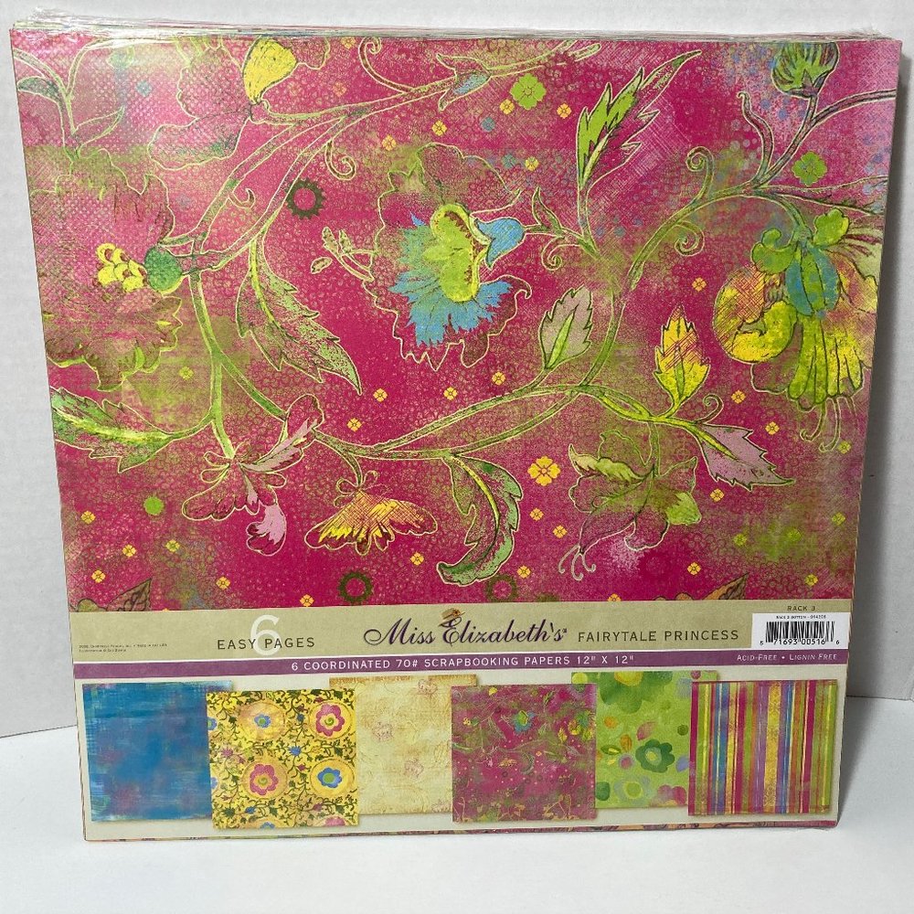 Scrapbook Paper 12 x 12 6 Pack Fairytale Princess Miss Elizabeth's